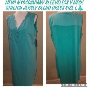 🎉HP🎉New! NY&Company Sleeveless V Neck Stretch Jersey Blend Dress Size L👗